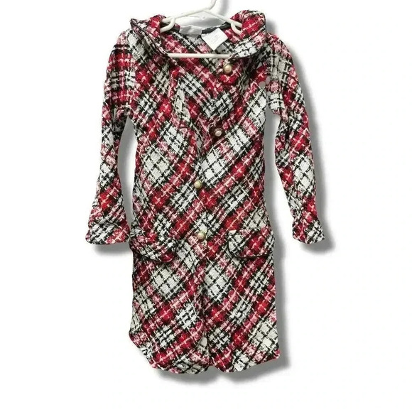 Blueberi Boulevard Girls Size 4 Red Plaid Coat Jacket - Picture 1 of 9